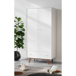 Armoire 2 Portes, 1 Tiroir Mid VOX Blanc/noix -MADE4BABY BOUTIQUE armoire 2 portes 1 tiroir mid vox blancnoix 3