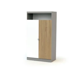 Armoire Carnaval AT4 Blanc/gris/chêne