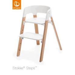 Chaise Haute Steps™ STOKKE® Blanc/Naturel