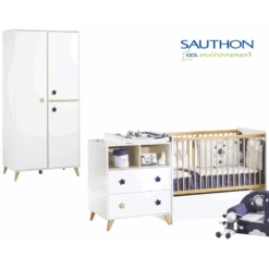 Chambre Armoire + Lit Combiné évolutif 60x120 SAUTHON Oslo