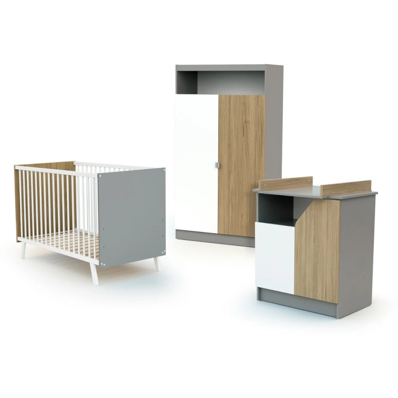 Chambre Complète Carnaval AT4 Blanc/gris/chêne 4 Chambre Complète Carnaval AT4 Blanc/gris/chêne – Image 2