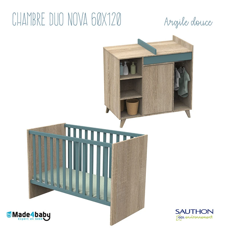 Chambre Duo Avec Lit 60x120 SAUTHON Nova Argile Douce 3 Chambre Duo Avec Lit 60x120 SAUTHON Nova Argile Douce