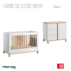 Chambre Duo 60x120 Altitude VOX Blanc/bois