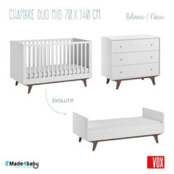 Chambre Duo 70 X 140 Mid VOX Blanc/noix