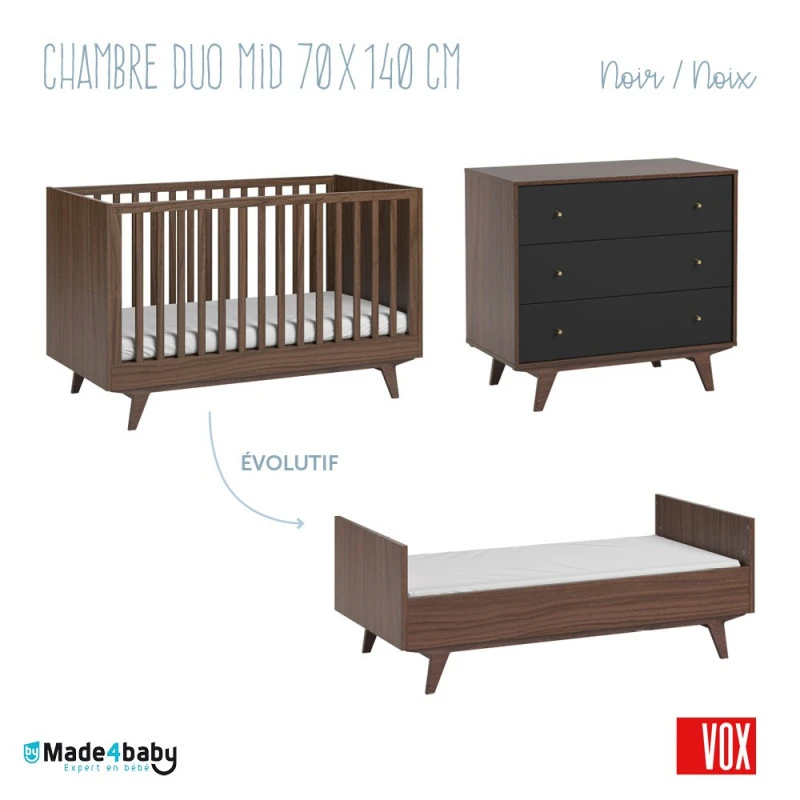 Chambre Duo 70 X 140 Mid VOX Noir/noix 3 Chambre Duo 70 X 140 Mid VOX Noir/noix
