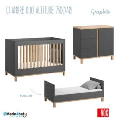 Chambre Duo 70x140 Altitude VOX Graphite/bois