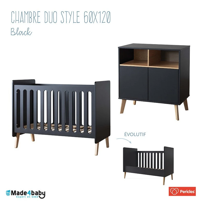 Chambre Duo Avec Lit 60x120 PERICLES Style Black 3 Chambre Duo Avec Lit 60x120 PERICLES Style Black