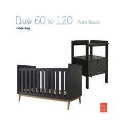Chambre Duo Avec Lit 60x120 Pure Noir Et Table à Langer Cindy PERICLES