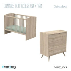 Chambre Duo Avec Lit 60x120 SAUTHON Access Chêne Doré