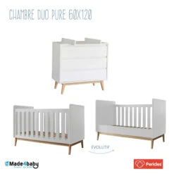 Chambre Duo Avec Lit 60x120 Transformable PERICLES Pure Blanc