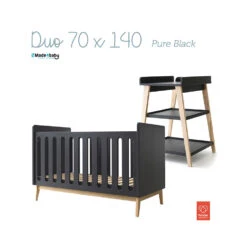 Chambre Duo Avec Lit 70x140 Pure Noir Et Table à Langer June PERICLES