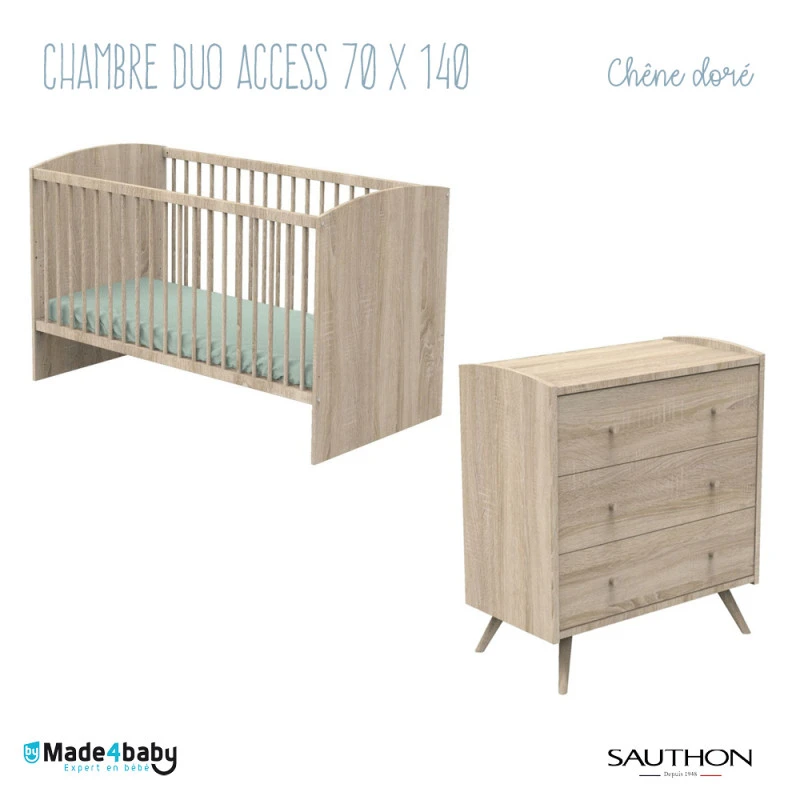 Chambre Duo Avec Lit 70x140 SAUTHON Access Chêne Doré 3 Chambre Duo Avec Lit 70x140 SAUTHON Access Chêne Doré