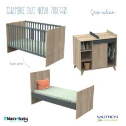Chambre Duo Avec Little Big Bed 70x140 SAUTHON Nova Gris Volcan