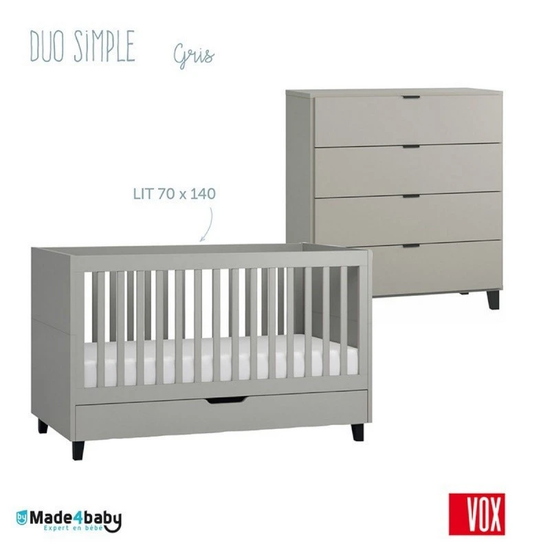 Chambre Duo VOX Simple Gris 3 Chambre Duo VOX Simple Gris