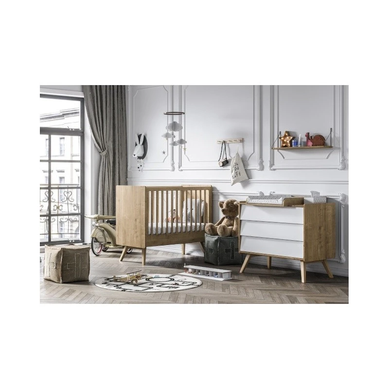 Chambre Duo Vintage Avec Lit 60x120 VOX Bois/blanc 4 Chambre Duo Vintage Avec Lit 60x120 VOX Bois/blanc – Image 2