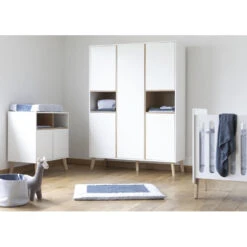 Chambre Trio 70x140 + Armoire 5 Portes PERICLES Style White