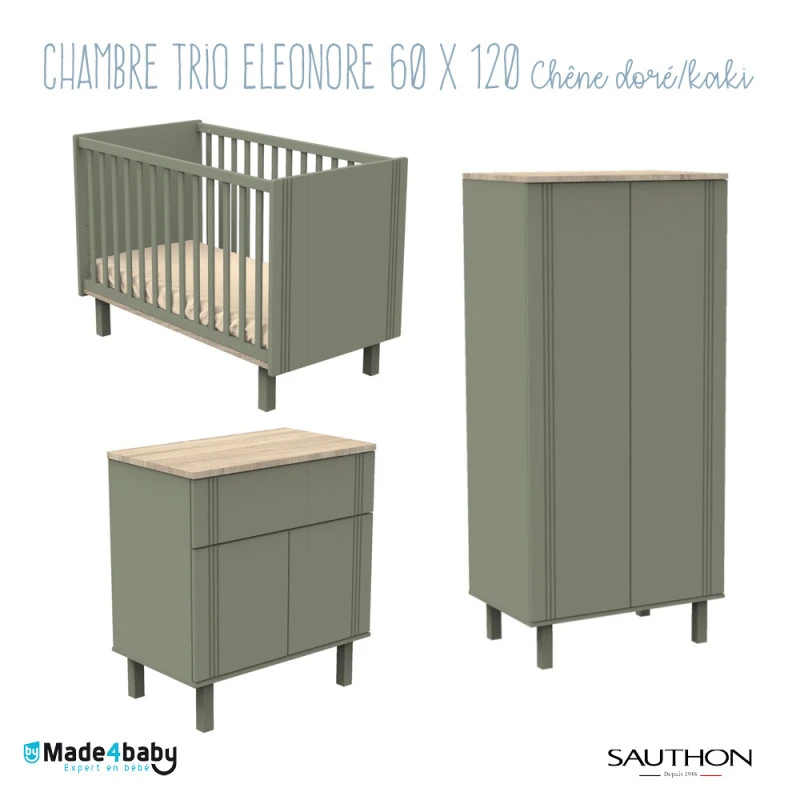 Chambre Trio Avec Lit 60x120 SAUTHON Eléonore Kaki 3 Chambre Trio Avec Lit 60x120 SAUTHON Eléonore Kaki