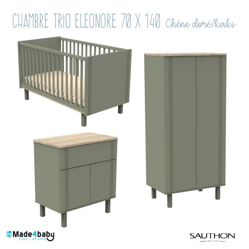 Chambre Trio Avec Lit 70x140 SAUTHON Eléonore Kaki 3 Chambre Trio Avec Lit 70x140 SAUTHON Eléonore Kaki