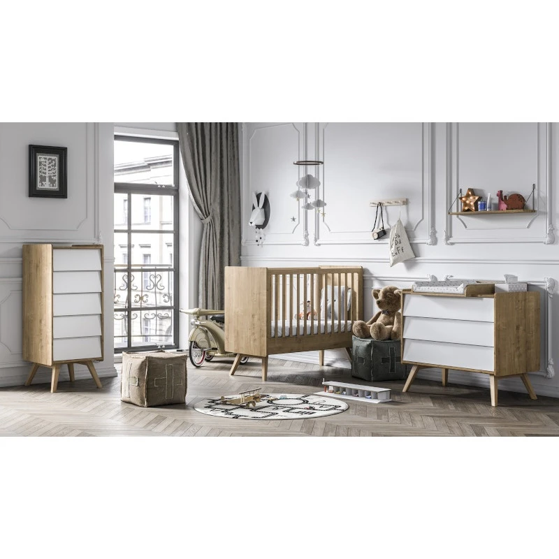 Chambre Trio Vintage 60x120 Avec Chiffonier VOX Bois/blanc 3 Chambre Trio Vintage 60x120 Avec Chiffonier VOX Bois/blanc