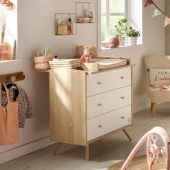 Commode 3 Tiroirs SAUTHON Access Chêne Doré/blanc -MADE4BABY BOUTIQUE commode 3 tiroirs sauthon access chene doreblanc 4