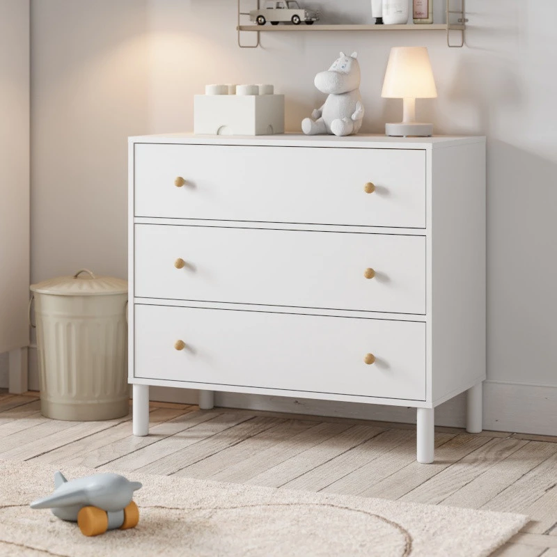 Commode 3 Tiroirs Tela VOX Blanc/bois 4 Commode 3 Tiroirs Tela VOX Blanc/bois – Image 2