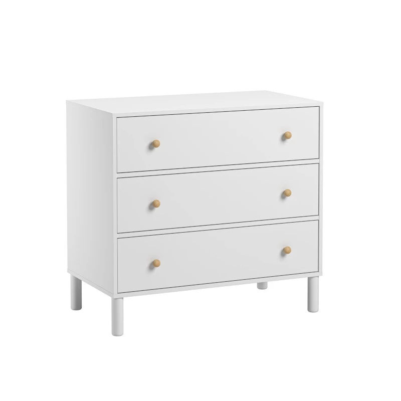 Commode 3 Tiroirs Tela VOX Blanc/bois 3 Commode 3 Tiroirs Tela VOX Blanc/bois