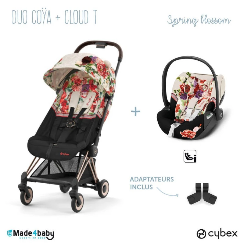 Duo Poussette Coya + Cloud T CYBEX Spring Blossom 3 Duo Poussette Coya + Cloud T CYBEX Spring Blossom