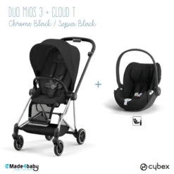 Duo Poussette Mios 3 + Cloud T CYBEX Chrome Black/Sepia Black