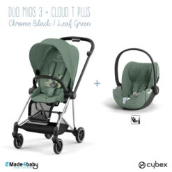 Duo Poussette Mios 3 + Cloud T Plus CYBEX Chrome Black/Leaf Green