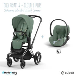 Duo Poussette Priam 4 + Cloud T Plus I-Size CYBEX Chrome Black/Leaf Green