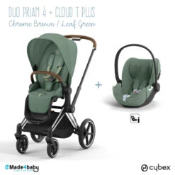 Duo Poussette Priam 4 + Cloud T Plus I-Size CYBEX Chrome Brown/Leaf Green