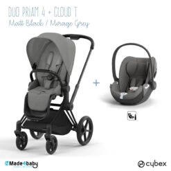Duo Poussette Priam 4 + Cloud T I-Size CYBEX Matt Black/Mirage Grey