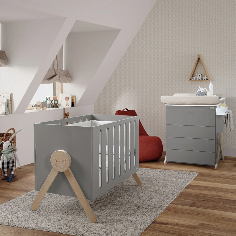 Chambre Duo Swing Avec Lit 60x120 Et Commode De Bain MICUNA Gris 3 Chambre Duo Swing Avec Lit 60x120 Et Commode De Bain MICUNA Gris