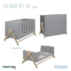 Chambre Duo Swing Avec Lit 70x140 MICUNA Gris