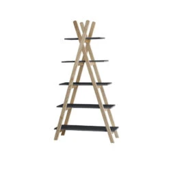 Étagère Tipi 5 Niveaux PERICLES Noir/naturel