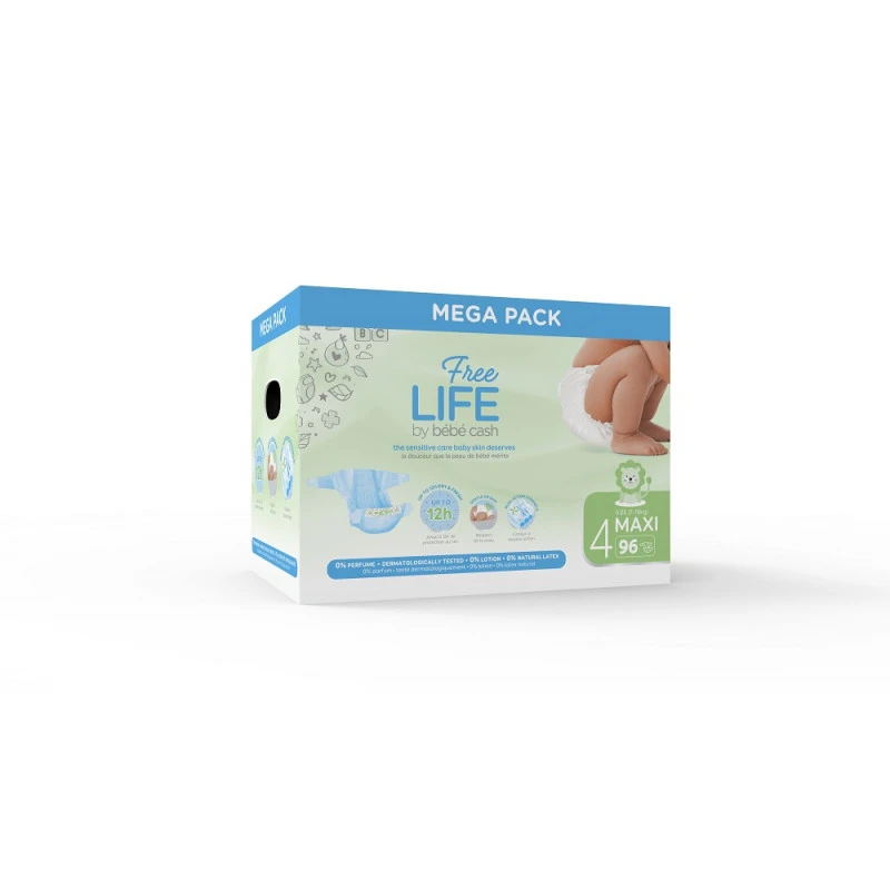Couches Freelife Premium BEBE CASH Maxi T4 7/18kg X96 3 Couches Freelife Premium BEBE CASH Maxi T4 7/18kg X96