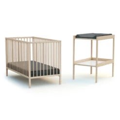 Lit Bébé Et Table à Langer AT4 Hêtre Brut