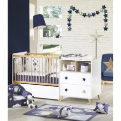 Lit Combiné évolutif 60x120 Oslo SAUTHON Poignées étoiles