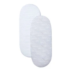 Lot 2 Draps Housse SHNUGGLE BY BEABA Rayures/nuages