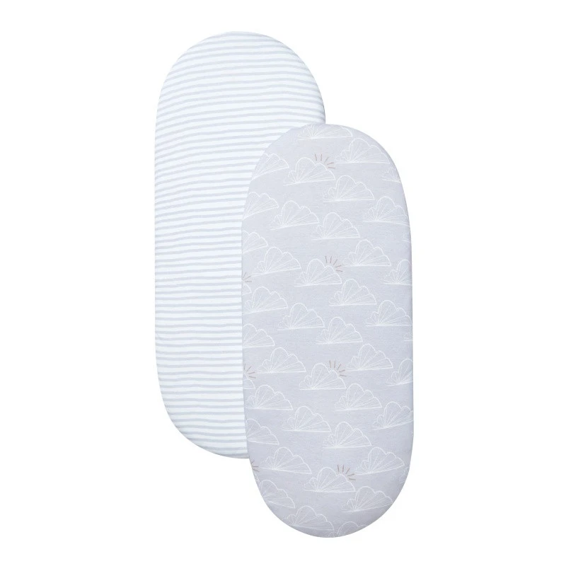 Lot 2 Draps Housse SHNUGGLE BY BEABA Rayures/nuages 3 Lot 2 Draps Housse SHNUGGLE BY BEABA Rayures/nuages