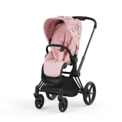 Poussette Complète Priam 4 Matt Black CYBEX Simply Flowers Pink