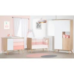 Commode Seventies SAUTHON Chêne/Blanc/Rose -MADE4BABY BOUTIQUE seventies commode 1p 3t 2