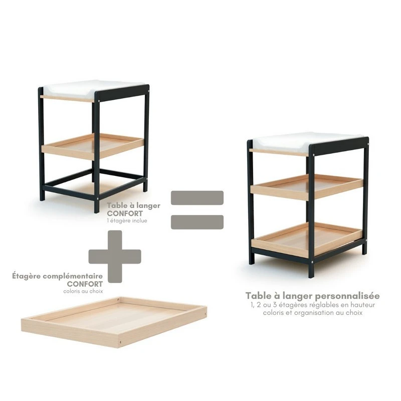 Table à Langer Confort AT4 Graphite / Hêtre Verni 4 Table à Langer Confort AT4 Graphite / Hêtre Verni – Image 2