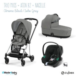 Trio Mios 3 + Nacelle + Aton B2 CYBEX Chrome Black/Soho Grey - Volcano