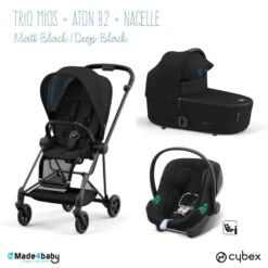 Trio Mios 3 + Nacelle + Aton B2 CYBEX Matt Black/Deep Black - Volcano