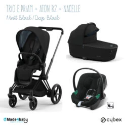 Trio Poussette EPriam 2 + Nacelle + Aton B2 CYBEX Matt Black/Deep Black - Volcano