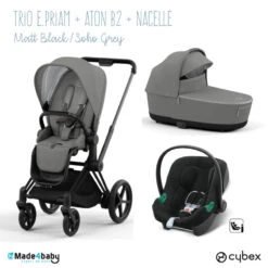 Trio Poussette EPriam 2 + Nacelle + Aton B2 CYBEX Matt Black/Soho Grey - Volcano