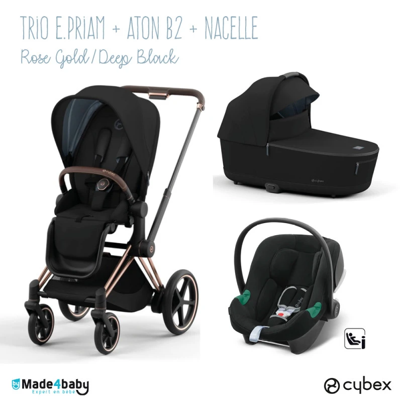 Trio Poussette EPriam 2 + Nacelle + Aton B2 CYBEX Rosegold/Deep Black - Volcano 3 Trio Poussette EPriam 2 + Nacelle + Aton B2 CYBEX Rosegold/Deep Black - Volcano