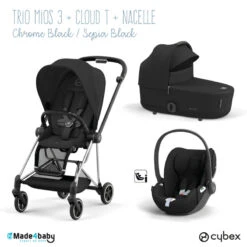 Trio Poussette Mios 3 + Nacelle + Cloud T CYBEX Chrome Black/Sepia Black