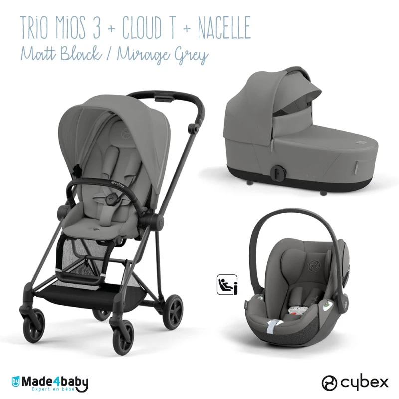 Trio Poussette Mios 3 + Nacelle + Cloud T CYBEX Matt Black/Mirage Grey 3 Trio Poussette Mios 3 + Nacelle + Cloud T CYBEX Matt Black/Mirage Grey